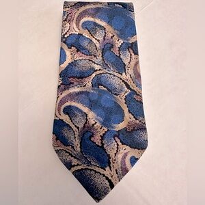 Vintage 80's Gianni Versace 100% Silk Necktie Blue Tan Pink Paisley Italy Made